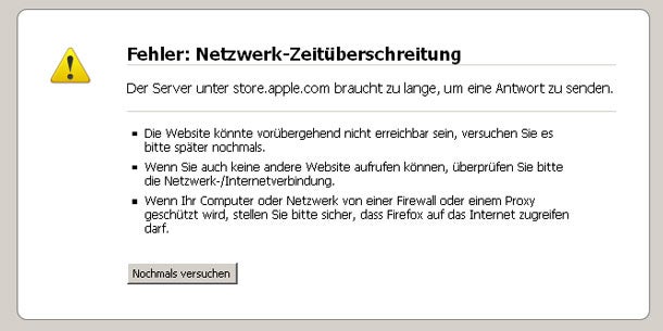 Heimischer Apple Online-Store ist offline