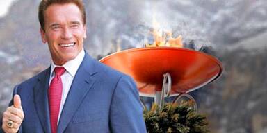 Schwarzenegger bringt olympische Flamme