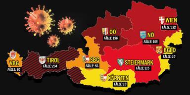 Die Coronavirus-Fälle in allen Bezirken Österreichs