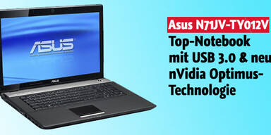 Asus-Notebook mit Top-Grafik und USB 3.0