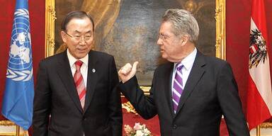 UNO-Generalsekretär Ban Ki-moon und Bundespräsident Heinz Fischer