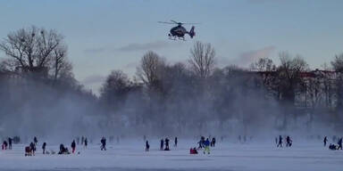 Polizei-Hubschrauber jagt Kinder vom Eis