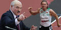 Alexander Lukaschenko und Läuferin Kristina Timanowskaja