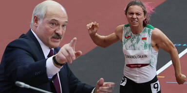 Alexander Lukaschenko und Läuferin Kristina Timanowskaja