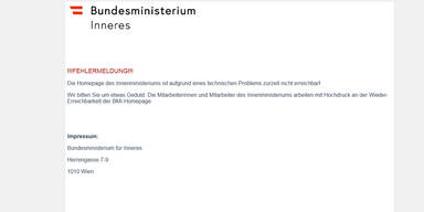 Alle Webseiten des Innenministeriums down