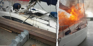Segelboot auf Neusiedlersee von Blitz getroffen und in Brand geraten