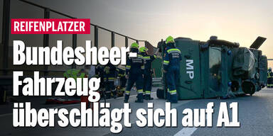 Bundesheer-Fahrzeug überschlägt sich auf A1