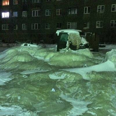 Russische Stadt zu Eisblock gefroren