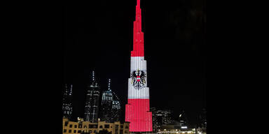 Zum Nationalfeiertag: Burj Khalifa erstrahlt in Rot-Weiß-Rot