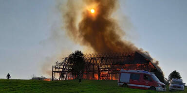 Großbrand auf Bauernhof in Oberösterreich