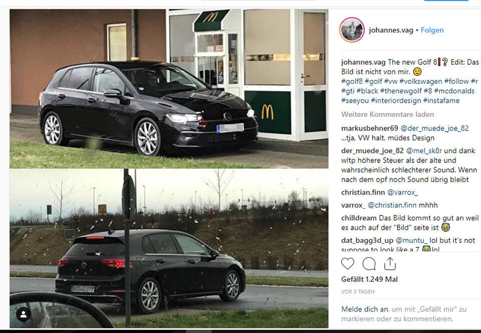VW Golf VIII fast ungetarnt auf Testfahrt erwischt