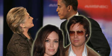 Obama ist mit Brad verwandt, Clinton mit Angelina