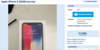 iPhone X auf willhaben.at: 1.299 bis 3.000 Euro