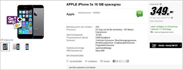 iPhone 5s: MediaMarkt & Saturn kontern Hofer