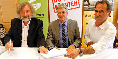 Frank Frey (Grüne), Peter Kaiser (SPÖ), Gabriel Obernosterer (ÖVP)