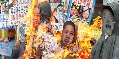 Verbrennung von Porträt von Kim Il-Sung
