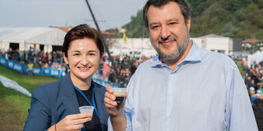 Kopie von FPÖ-Vizechefin Marlene Svazek und Lega-Chef Matteo Salvini.