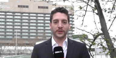 oe24.TV-Reporter Marvin Bergauer vor AKH