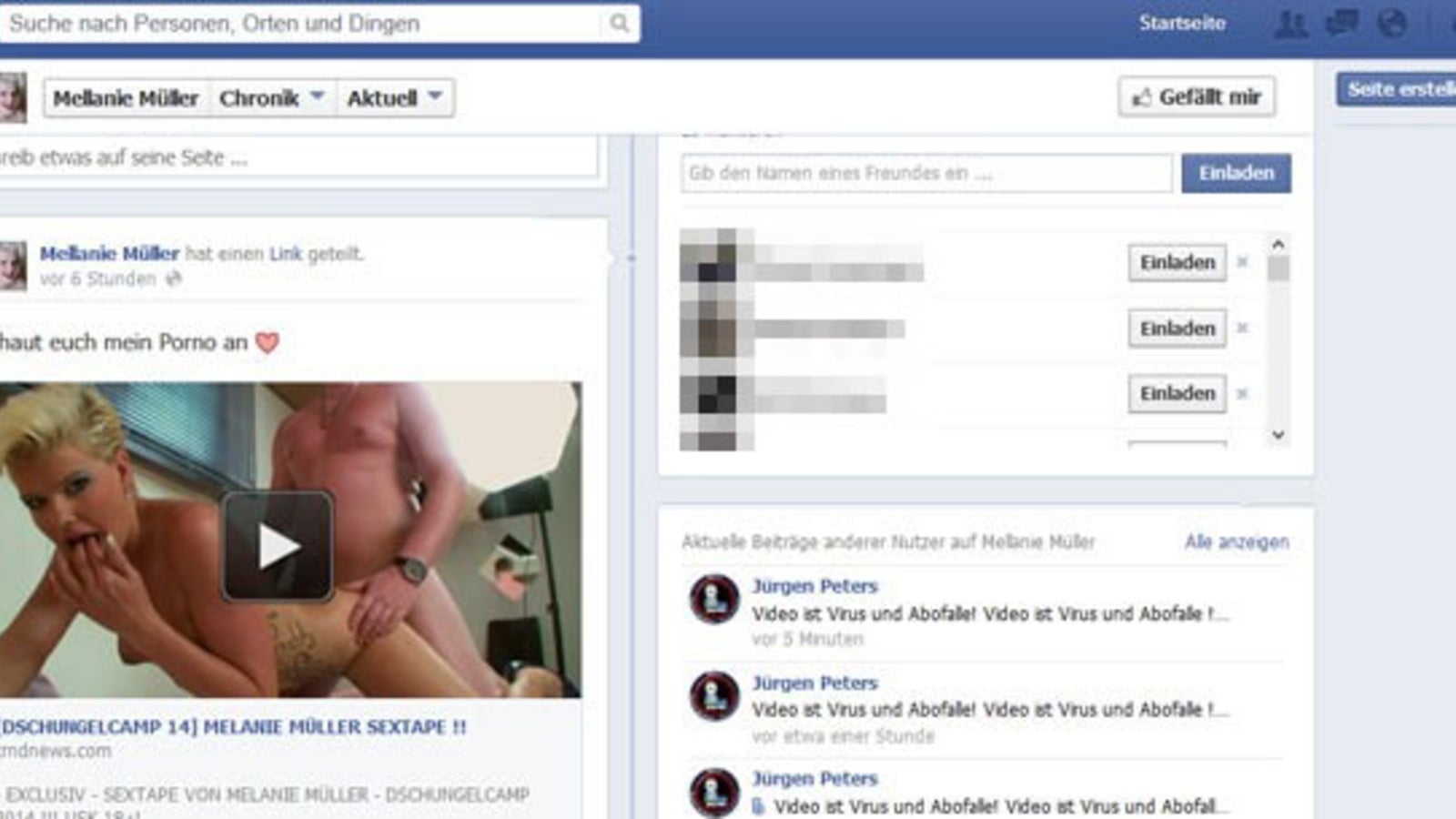 Achtung: Cyberkriminelle haben die Seite von Melanie M&uuml;ller ge...