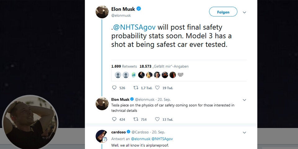 So schlägt sich das Model 3 im Crashtest