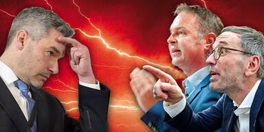 Karl Nehammer (ÖVP) gegen Herbert Kickl (FPÖ) und Andreas Babler (SPÖ)