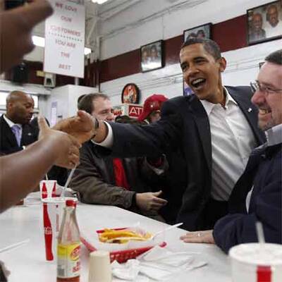 Obama ganz volksnah in Fast Food-Lokal