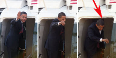 Obama haut sich Kopf am Präsi-Heli an