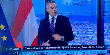 Internet lacht über ORF-Panne bei Nehammer-Rede
