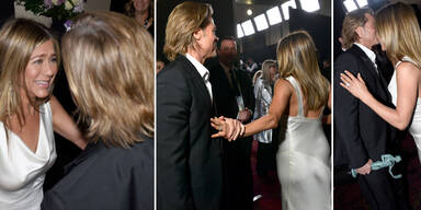 Händchen halten, grinsen: Aniston & Pitt beim Turteln erwischt