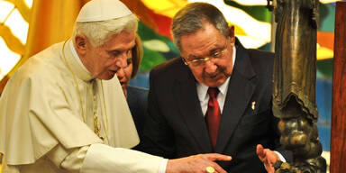 Papst Benedikt XVI Raul Castro Kuba
