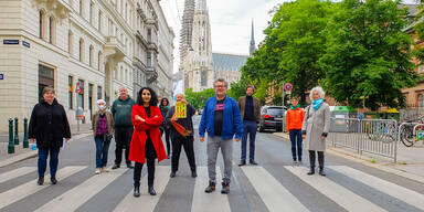 Start für dritten Pop-Up-Radweg in Wien in der Hörlgasse