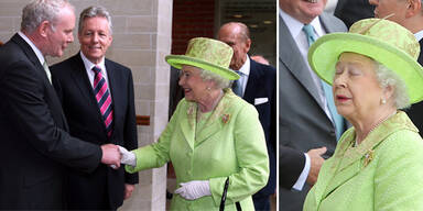 Historischer Handschlag der Queen