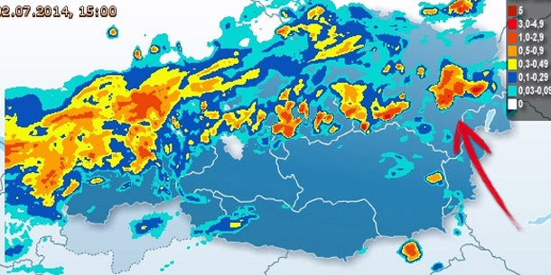 Gewitterzelle zog über Österreich