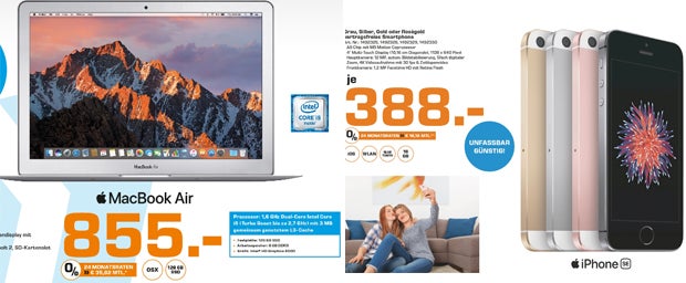 iPhone SE, MacBook Air & Sony 4K-TV billig wie nie