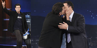Charlie Sheen küsst Jimmy Kimmel