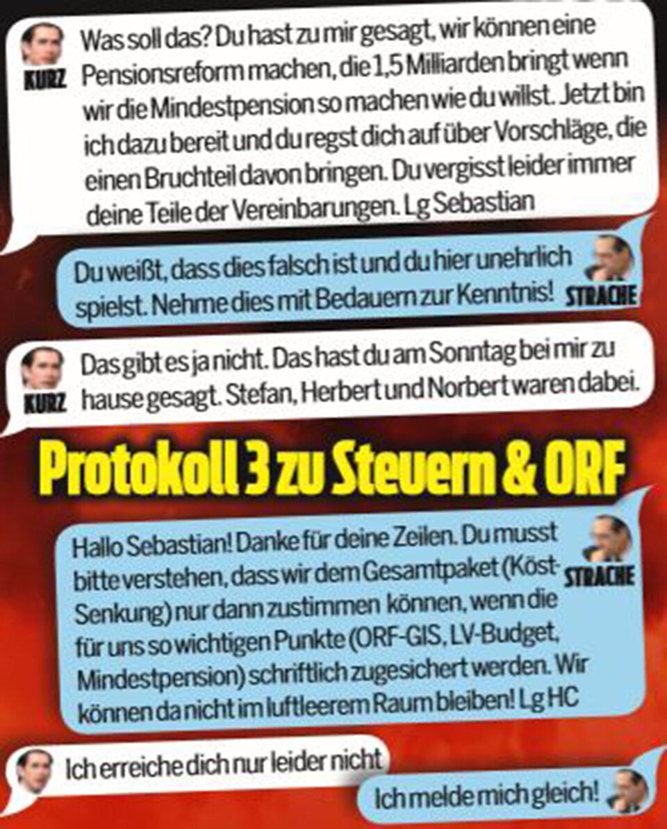 Die geheimen Ibiza-SMS von Kurz & Strache