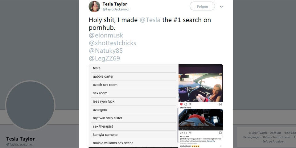 Porno im Tesla stürmt Pornhub-Charts