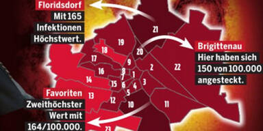 Die Corona-Zahlen aller Bezirke Wiens