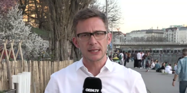 oe24.TV Reporter Thomas Herzog am Donaukanal