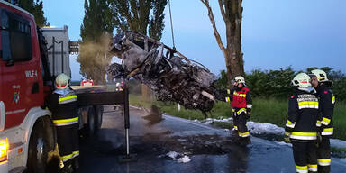 Pkw kracht in Baum – 26-Jähriger verbrannte im Auto