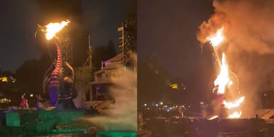 Feuer-Alarm in Disneyland: 14 Meter hoher Drache in Flammen