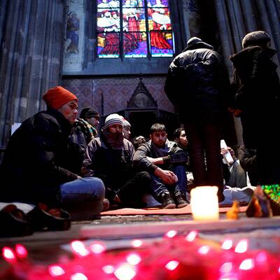 Flüchtlingscamper in Votivkirche