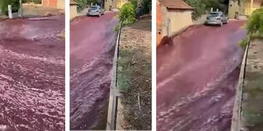 Blut oder Rotwein? Dorf in Portugal geflutet