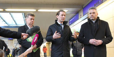 Kurz, Kogler und Nehammer besuchen Polizei am Westbahnhof